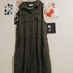 Vested army green romper